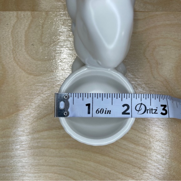 Vintage 90s Ceramic Easter Bunny With Basket Egg Cup - Off White - Picture 11 of 11